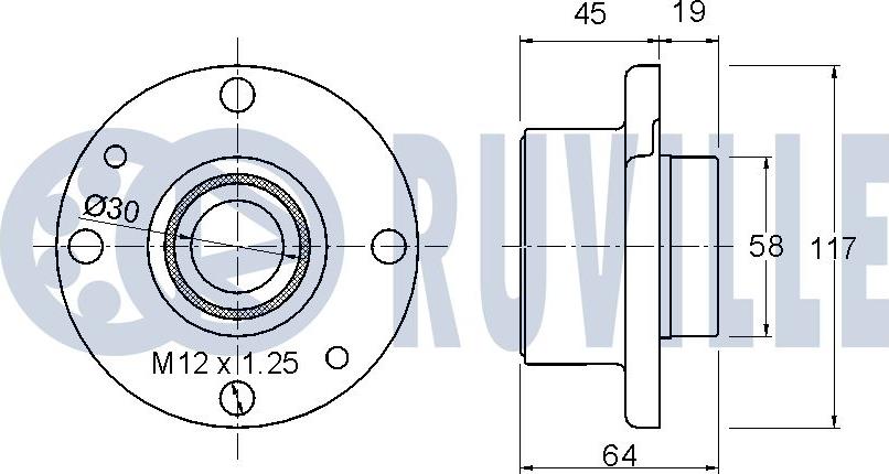 Ruville 220560 - Riteņa rumbas gultņa komplekts www.autospares.lv