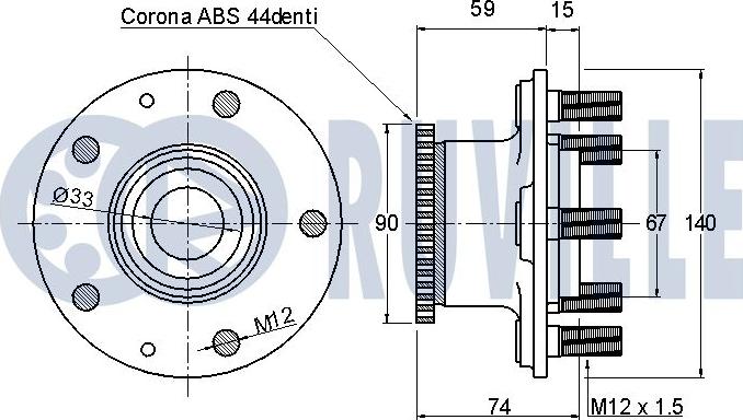 Ruville 220763 - Riteņa rumbas gultņa komplekts www.autospares.lv