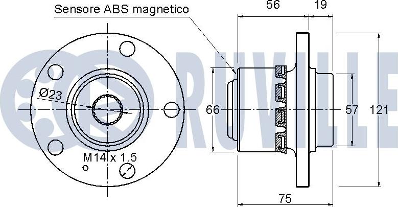 Ruville 221433 - Riteņa rumbas gultņa komplekts www.autospares.lv