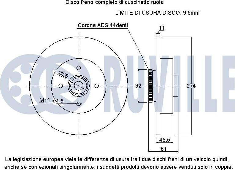 Ruville 221044 - Bremžu diski www.autospares.lv