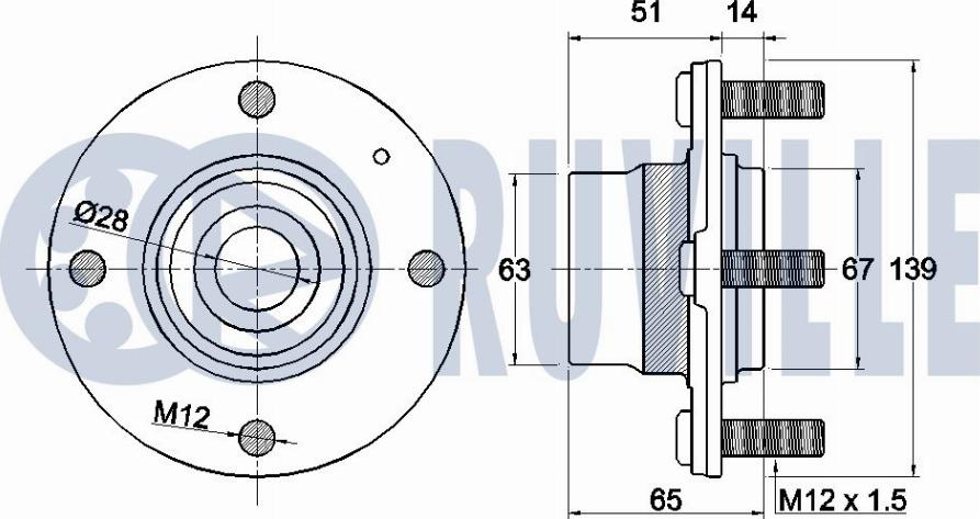 Ruville 221074 - Riteņa rumbas gultņa komplekts www.autospares.lv