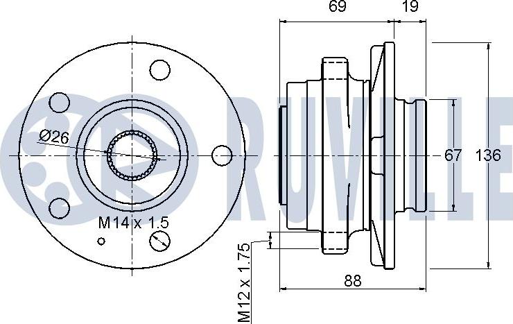 Ruville 221070 - Riteņa rumbas gultņa komplekts www.autospares.lv