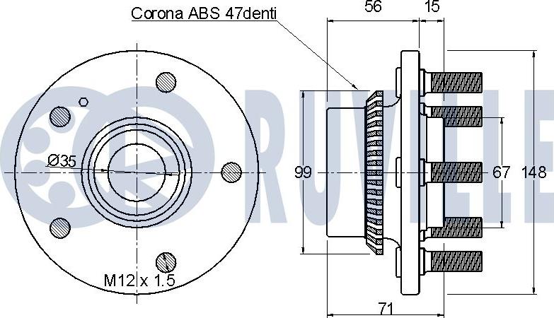 Ruville 221135 - Riteņa rumbas gultņa komplekts www.autospares.lv