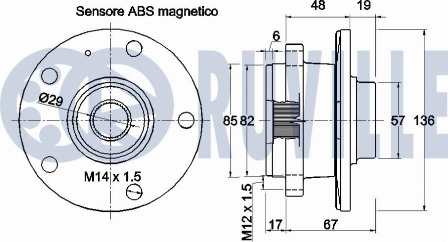 Ruville 221784 - Подшипник ступицы колеса, комплект www.autospares.lv