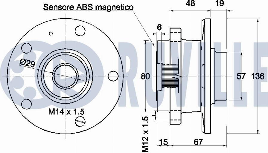 Ruville 221786 - Подшипник ступицы колеса, комплект www.autospares.lv