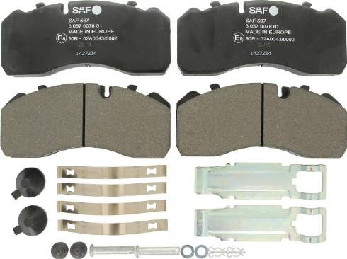 SAF 3057007801 - Brake Pad Set, disc brake www.autospares.lv