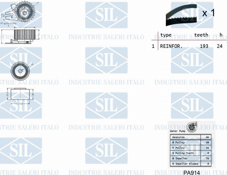 Saleri SIL K4PA922 - Ūdenssūknis + Zobsiksnas komplekts autospares.lv