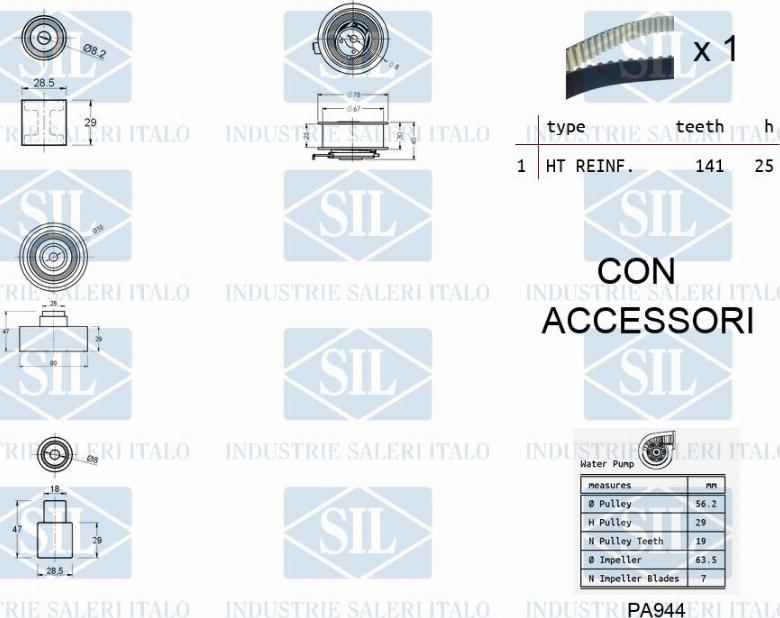 Saleri SIL K1PA944 - Ūdenssūknis + Zobsiksnas komplekts autospares.lv