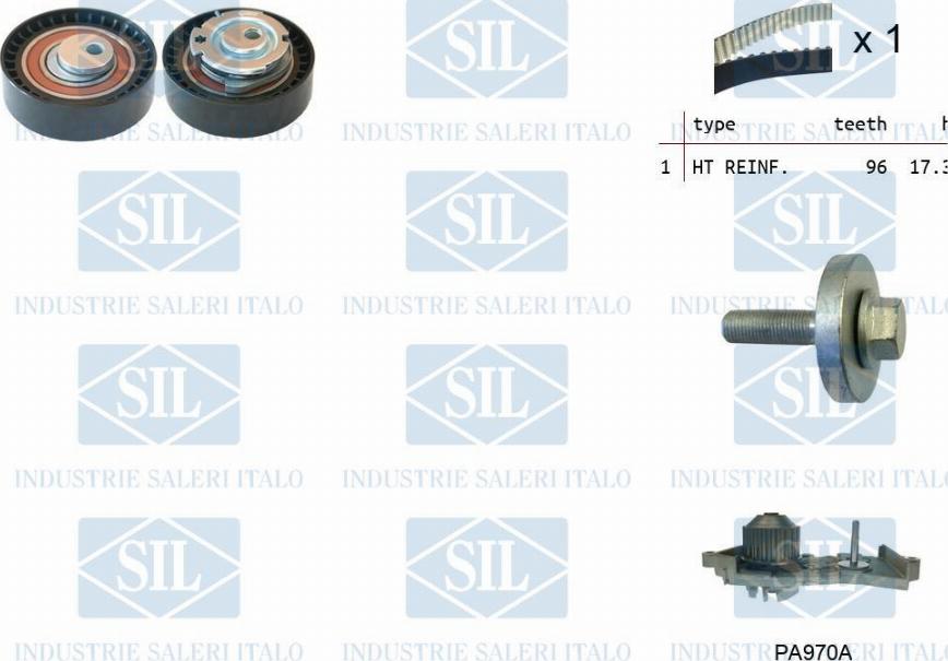 Saleri SIL K1PA970A - Ūdenssūknis + Zobsiksnas komplekts www.autospares.lv