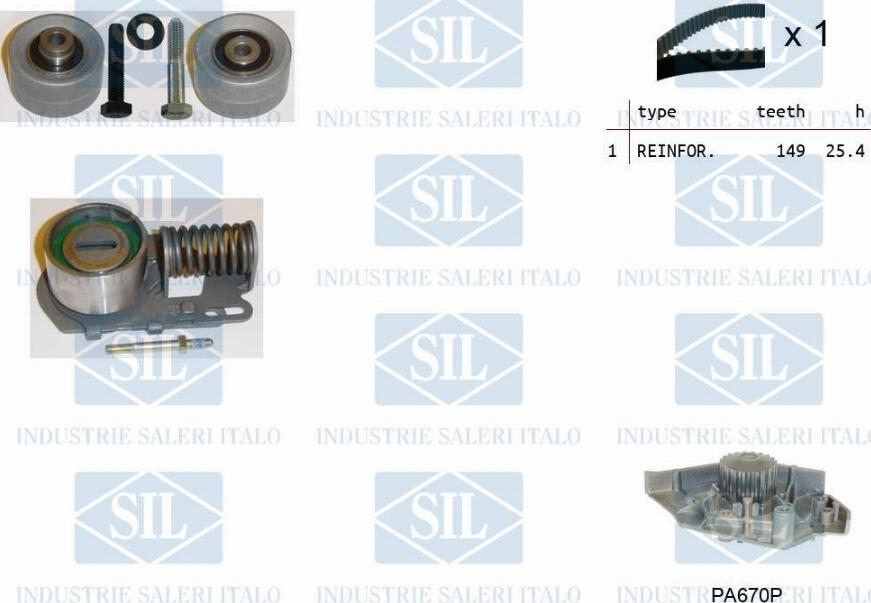 Saleri SIL K1PA670P - Ūdenssūknis + Zobsiksnas komplekts autospares.lv