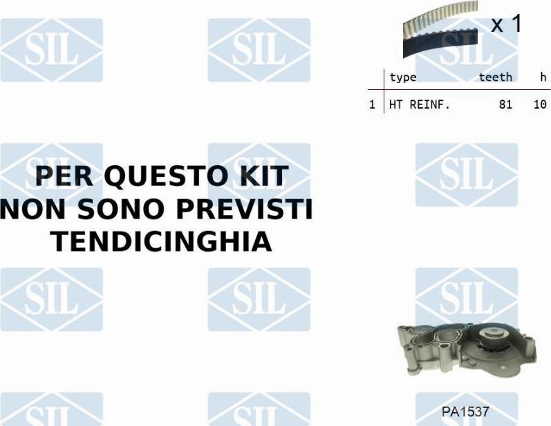 Saleri SIL K1PA1537 - Водяной насос + комплект зубчатого ремня ГРМ www.autospares.lv