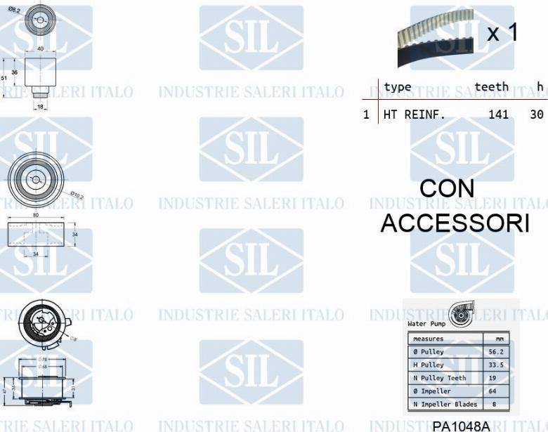 Saleri SIL K1PA1048A - Ūdenssūknis + Zobsiksnas komplekts autospares.lv