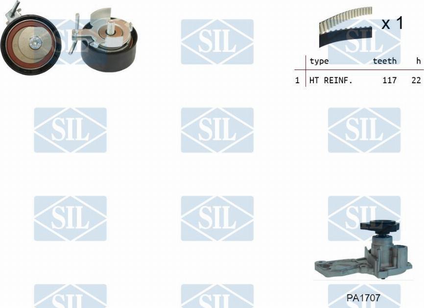 Saleri SIL K1PA1707 - Ūdenssūknis + Zobsiksnas komplekts autospares.lv