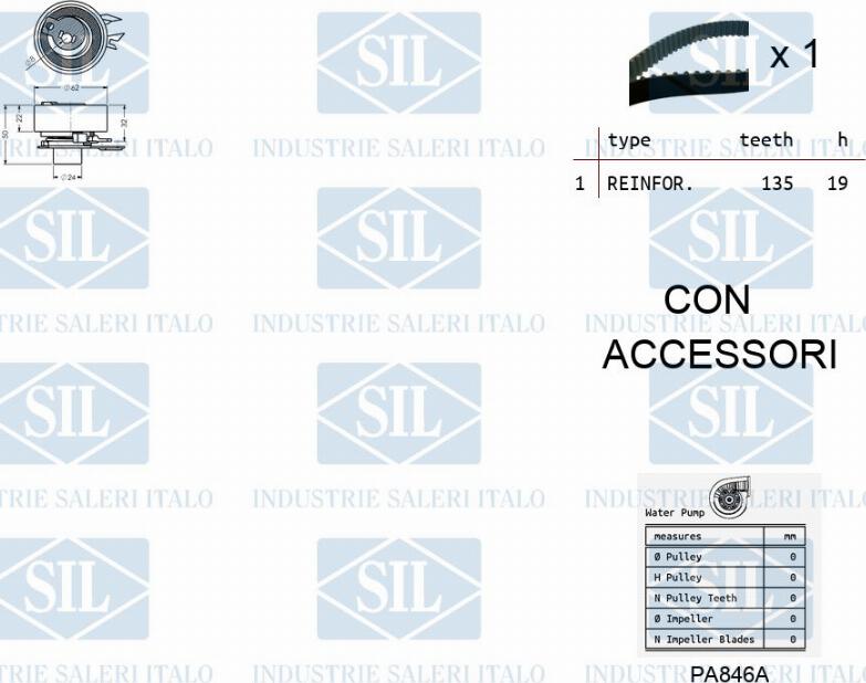 Saleri SIL K1PA846A - Ūdenssūknis + Zobsiksnas komplekts www.autospares.lv