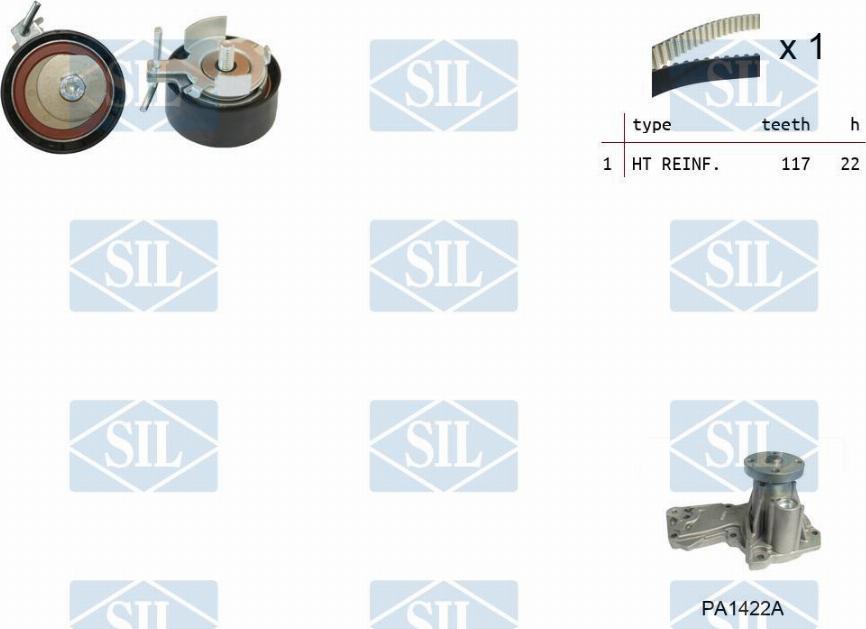 Saleri SIL K3PA1422A - Ūdenssūknis + Zobsiksnas komplekts autospares.lv