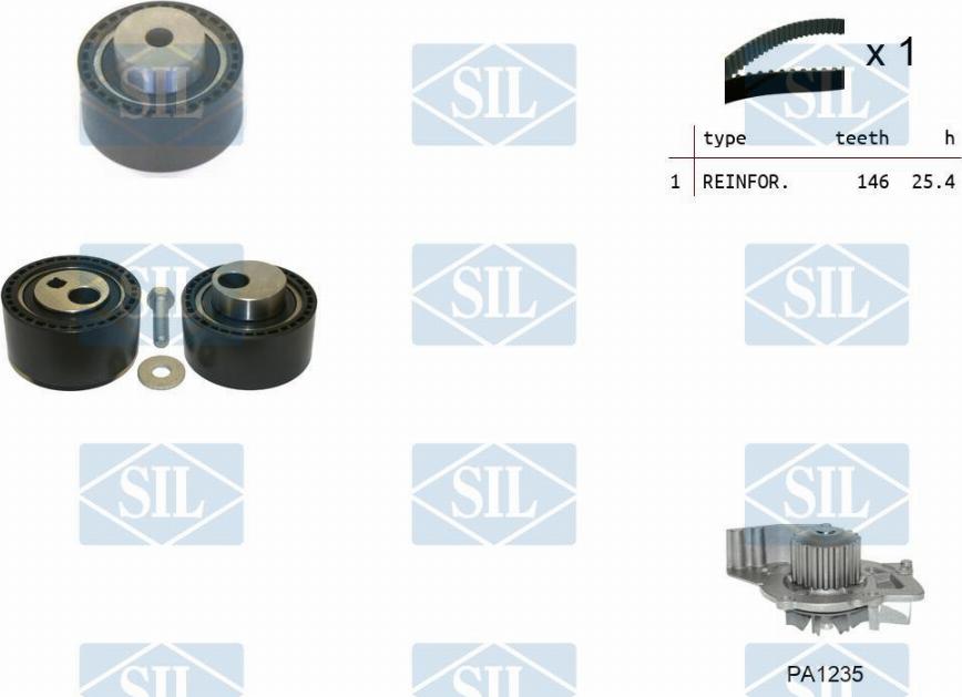 Saleri SIL K3PA1235 - Ūdenssūknis + Zobsiksnas komplekts autospares.lv