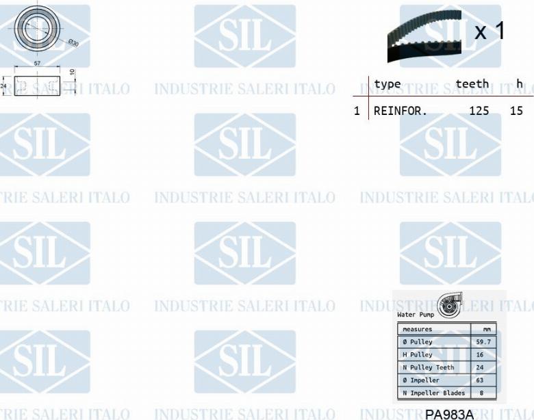 Saleri SIL K2PA983A - Ūdenssūknis + Zobsiksnas komplekts autospares.lv