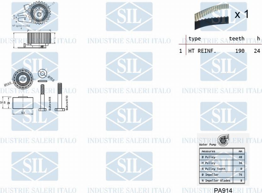 Saleri SIL K2PA922 - Ūdenssūknis + Zobsiksnas komplekts www.autospares.lv