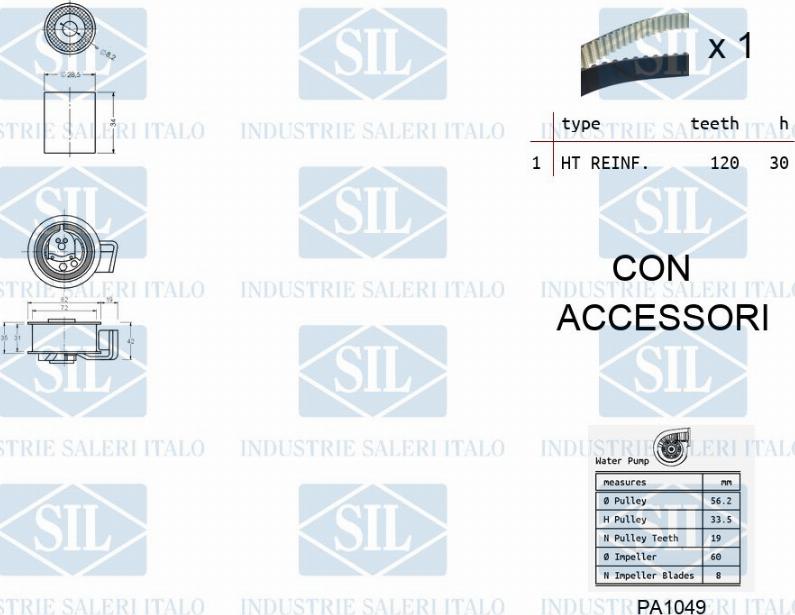 Saleri SIL K2PA1049 - Ūdenssūknis + Zobsiksnas komplekts autospares.lv