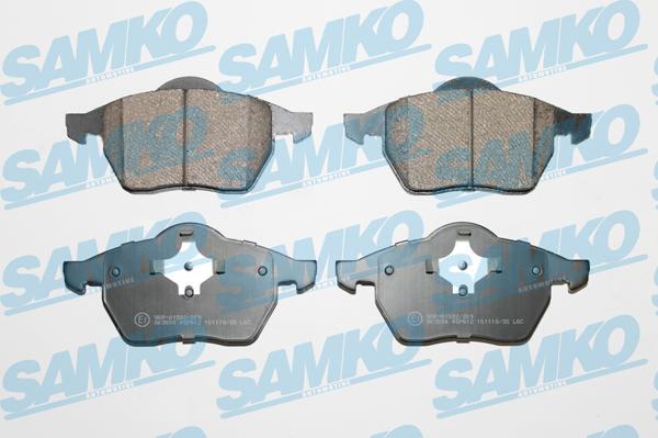 Samko 5SP612 - Тормозные колодки, дисковые, комплект www.autospares.lv