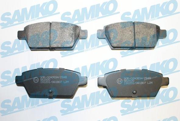 Samko 5SP1807 - Тормозные колодки, дисковые, комплект www.autospares.lv