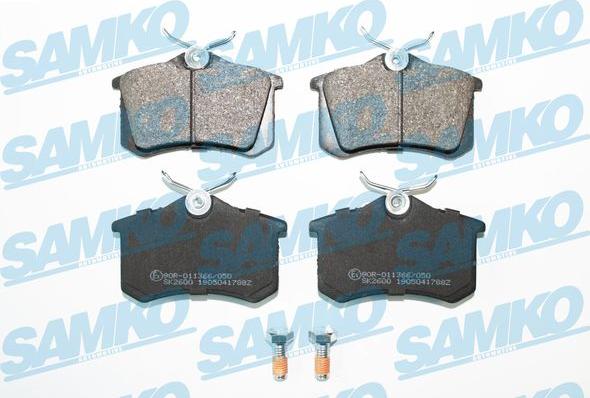 Samko 5SP1788 - Тормозные колодки, дисковые, комплект www.autospares.lv