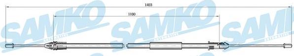 Samko C1002B - Тросик, cтояночный тормоз www.autospares.lv