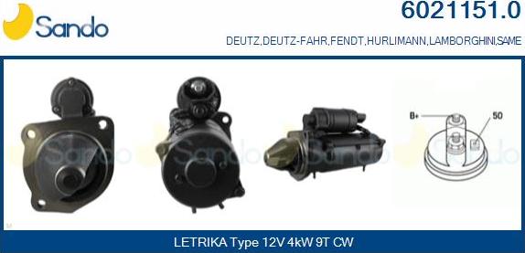 Sando 6021151.0 - Стартер www.autospares.lv