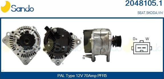 Sando 2048105.1 - Alternator www.autospares.lv