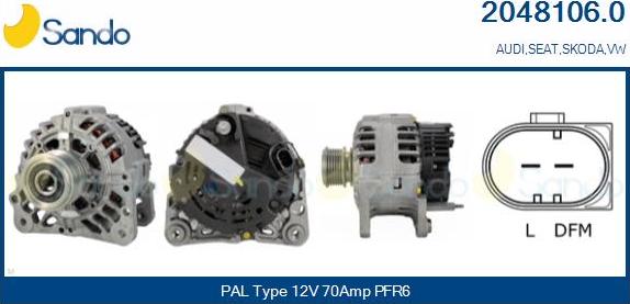 Sando 2048106.0 - Alternator www.autospares.lv