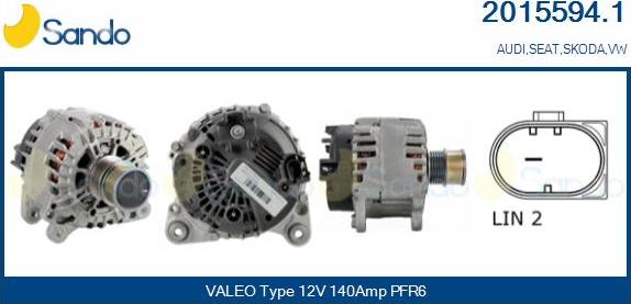 Sando 2015594.1 - Alternator www.autospares.lv