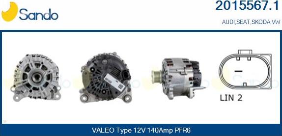 Sando 2015567.1 - Alternator www.autospares.lv