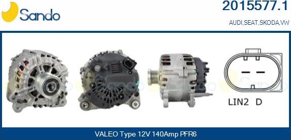 Sando 2015577.1 - Alternator www.autospares.lv