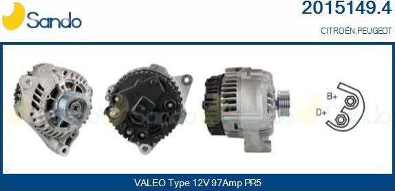 Sando 2015149.4 - Alternator www.autospares.lv