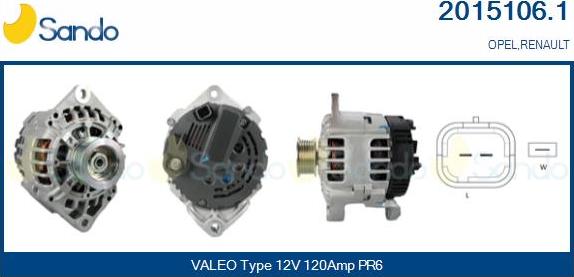 Sando 2015106.1 - Alternator www.autospares.lv