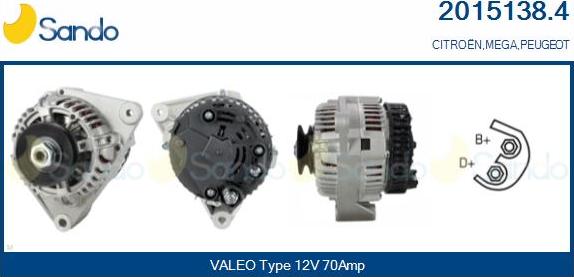 Sando 2015138.4 - Alternator www.autospares.lv