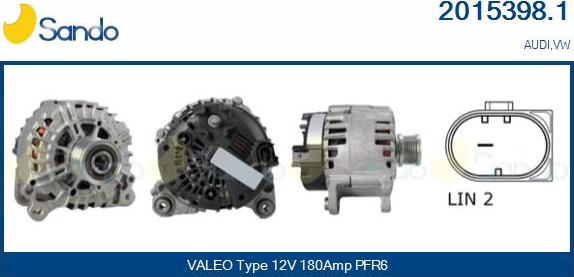 Sando 2015398.1 - Alternator www.autospares.lv