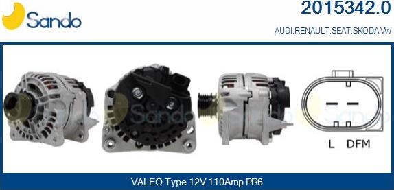 Sando 2015342.0 - Alternator www.autospares.lv