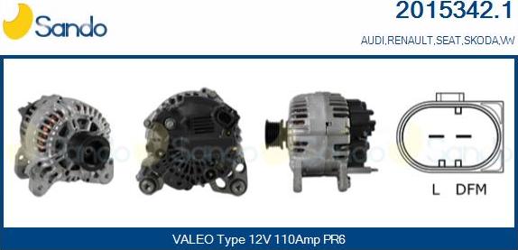 Sando 2015342.1 - Alternator www.autospares.lv