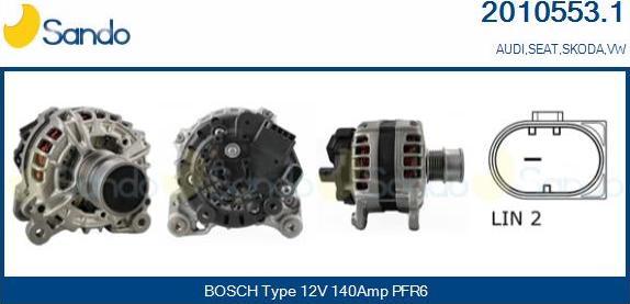 Sando 2010553.1 - Alternator www.autospares.lv