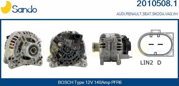 Sando 2010508.1 - Alternator www.autospares.lv