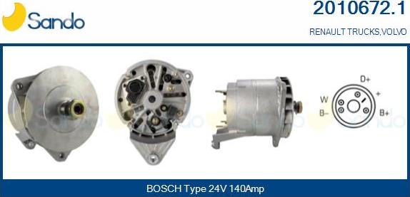 Sando 2010672.1 - Alternator www.autospares.lv