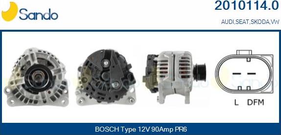 Sando 2010114.0 - Alternator www.autospares.lv