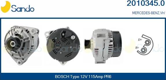 Sando 2010345.0 - Alternator www.autospares.lv