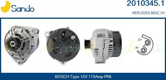 Sando 2010345.1 - Alternator www.autospares.lv