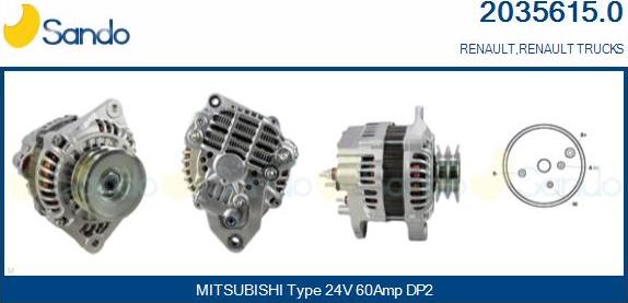 Sando 2035615.0 - Alternator www.autospares.lv