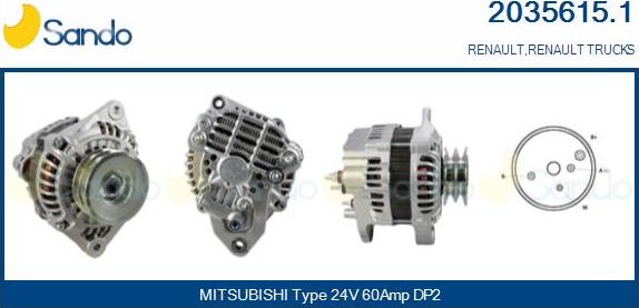 Sando 2035615.1 - Alternator www.autospares.lv