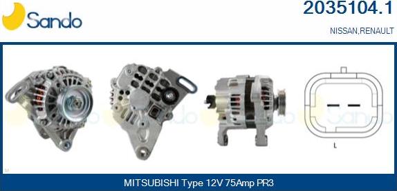 Sando 2035104.1 - Alternator www.autospares.lv