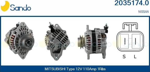 Sando 2035174.0 - Alternator www.autospares.lv