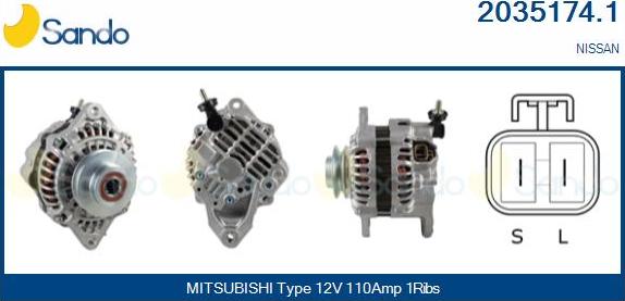 Sando 2035174.1 - Alternator www.autospares.lv